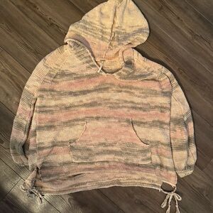 Free People Hooded Sweater- S- Oversized- Pink, Tan, Green